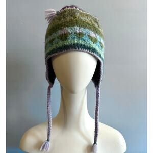 LOST HORIZONS Green-Fleece Lined Wool Beanie sz OS (Unisex)
